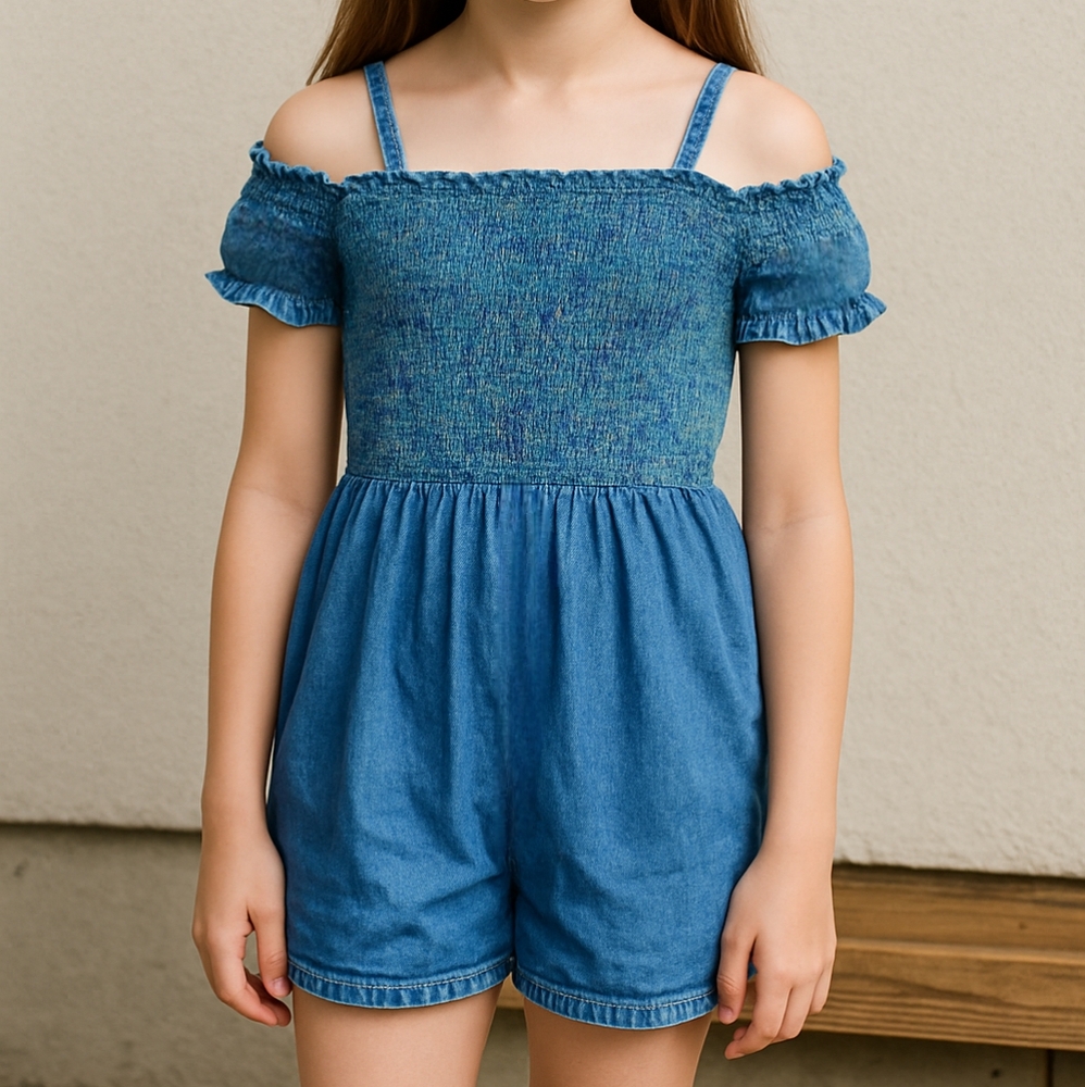 Kids Blue Denim Romper